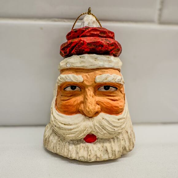 Vintage Rustic Folk Art Santa Christmas Tree Ornament, Holiday Decor, 3.75”H - Picture 2 of 5